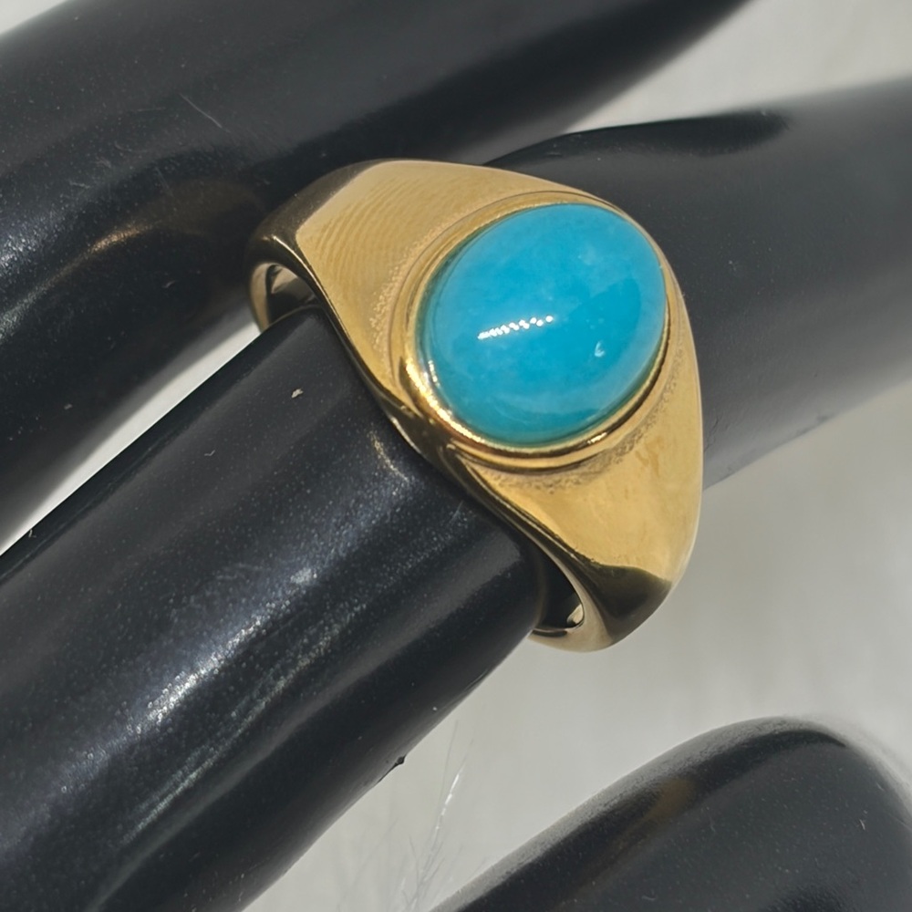 18k Gold P Genuine Amazonite Ring quiet luxury Gold P S. Steele integrity
